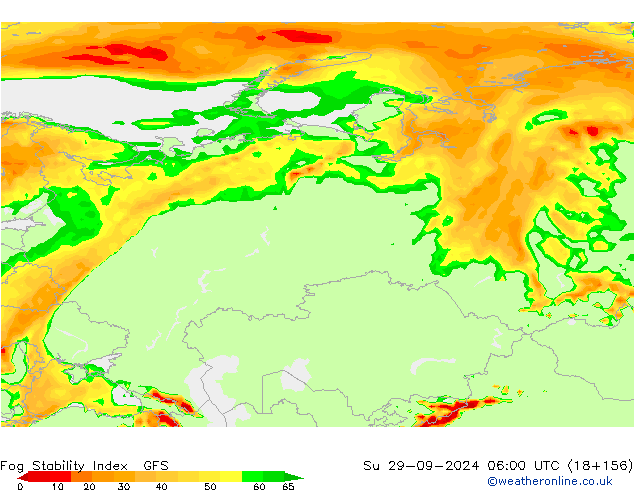 Fog Stability Index GFS Su 29.09.2024 06 UTC