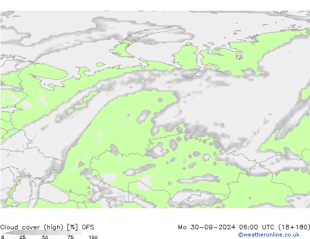 Nubes altas GFS lun 30.09.2024 06 UTC