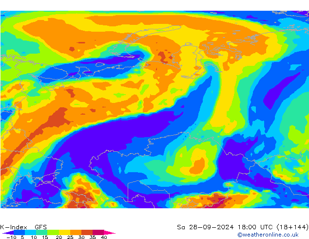 K-Index GFS Sa 28.09.2024 18 UTC