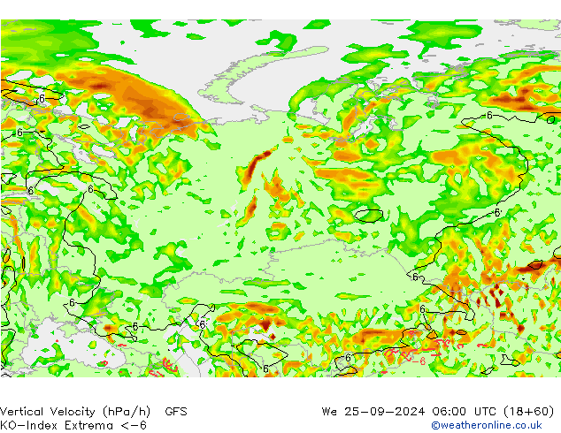 Konveksiyon - İndeks GFS Çar 25.09.2024 06 UTC