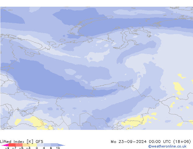 Lifted Index GFS pon. 23.09.2024 00 UTC