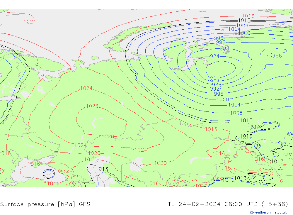 Pressione al suolo GFS mar 24.09.2024 06 UTC