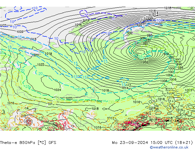 Theta-e 850hPa GFS Seg 23.09.2024 15 UTC