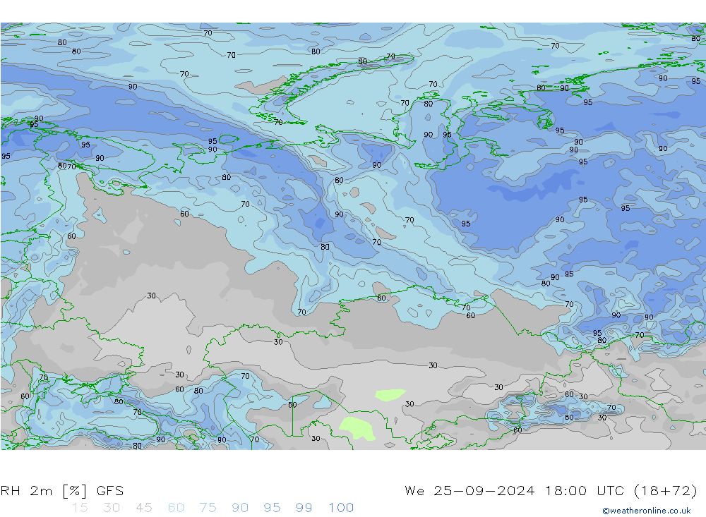 RH 2m GFS  25.09.2024 18 UTC