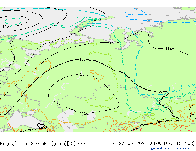 Height/Temp. 850 hPa GFS Fr 27.09.2024 06 UTC