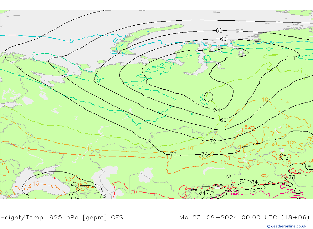 Height/Temp. 925 hPa GFS Seg 23.09.2024 00 UTC