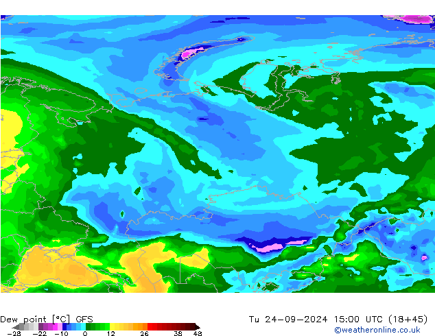 Taupunkt GFS Di 24.09.2024 15 UTC