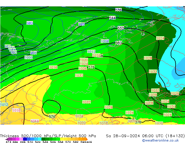 Espesor 500-1000 hPa GFS septiembre 2024