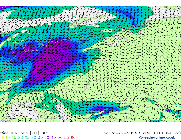 Wind 900 hPa GFS Sa 28.09.2024 00 UTC