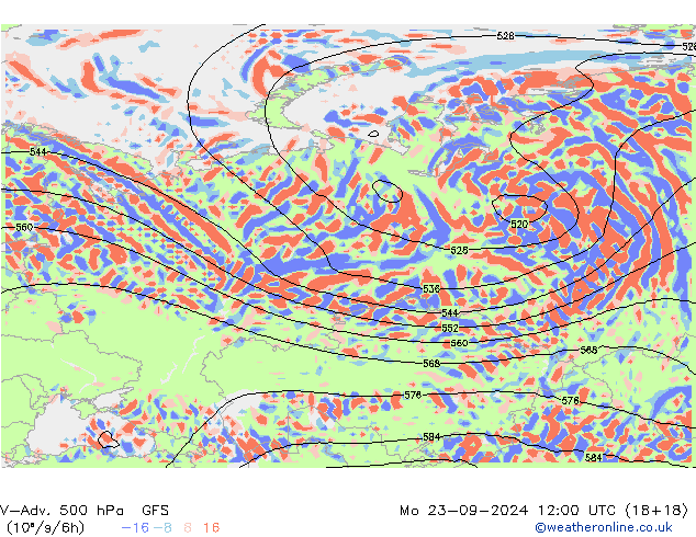 V-Adv. 500 hPa GFS  23.09.2024 12 UTC