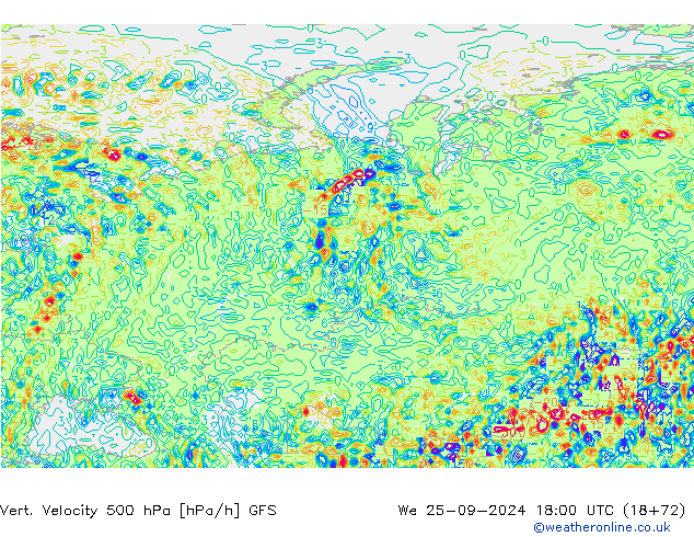 Vert. Velocity 500 hPa GFS Qua 25.09.2024 18 UTC