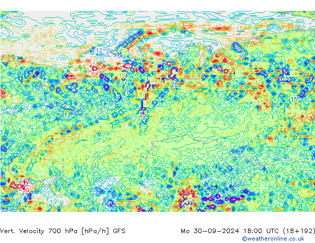 Vert. Velocity 700 hPa GFS Po 30.09.2024 18 UTC