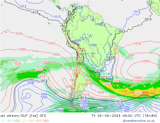 Courant-jet GFS jeu 26.09.2024 06 UTC