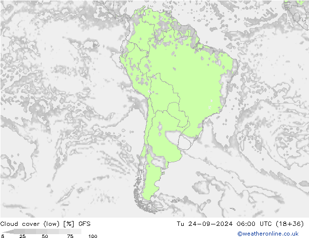 nízká oblaka GFS Út 24.09.2024 06 UTC