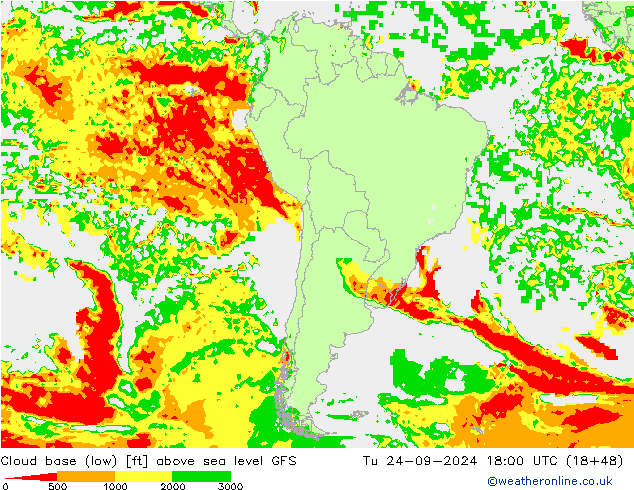 Cloud base (low) GFS wto. 24.09.2024 18 UTC