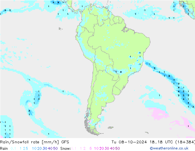 Kar/Yağmur Oranı GFS Sa 08.10.2024 18 UTC