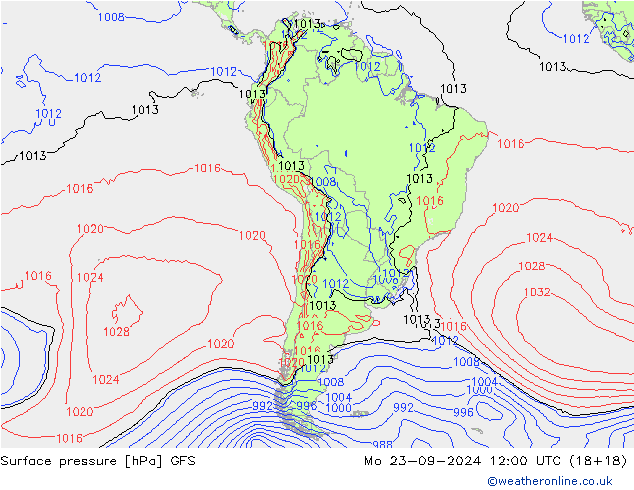 Surface pressure GFS Mo 23.09.2024 12 UTC