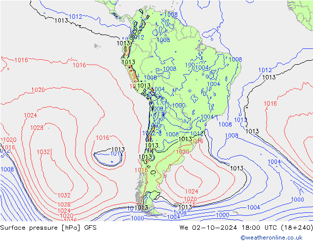 Yer basıncı GFS Çar 02.10.2024 18 UTC