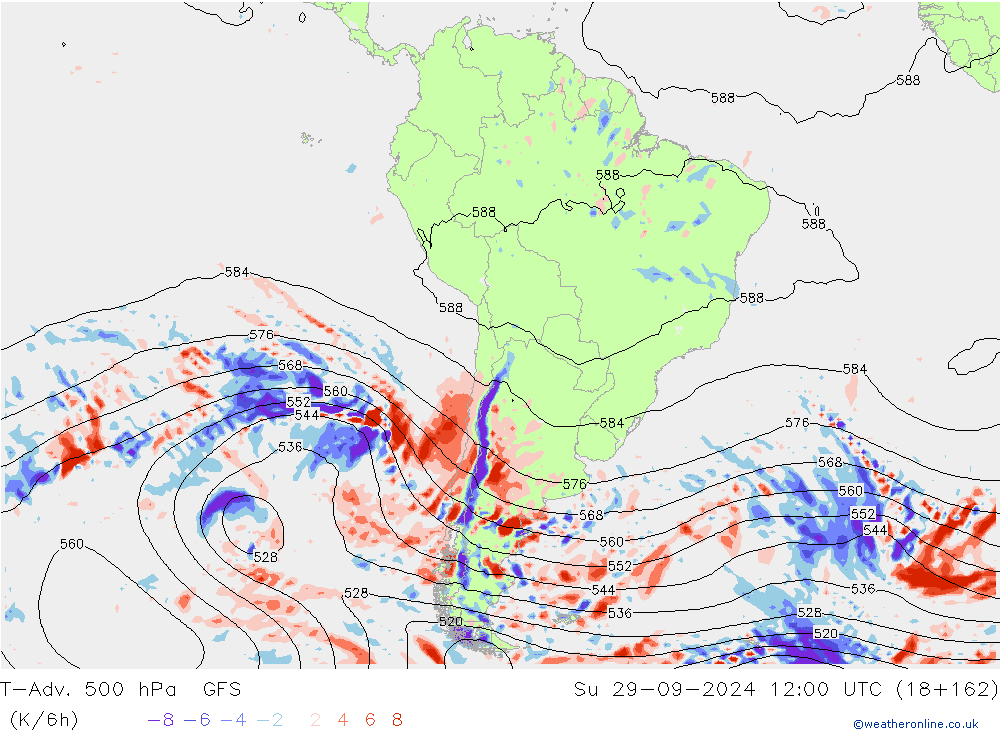 T-Adv. 500 hPa GFS dom 29.09.2024 12 UTC