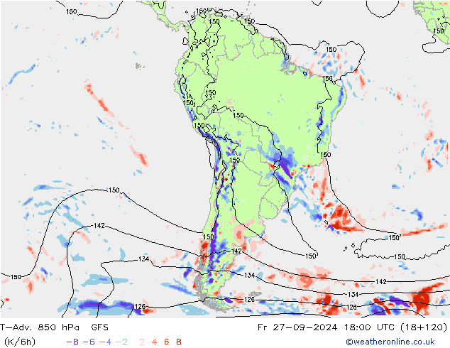 T-Adv. 850 hPa GFS Pá 27.09.2024 18 UTC