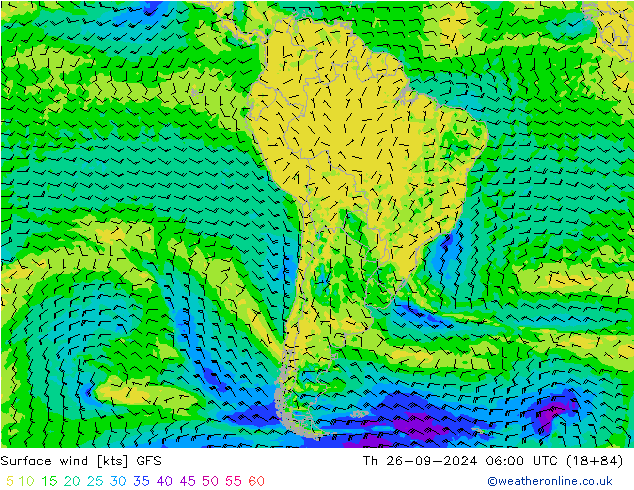 Vent 10 m GFS jeu 26.09.2024 06 UTC