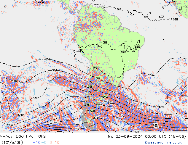 V-Adv. 500 hPa GFS lun 23.09.2024 00 UTC