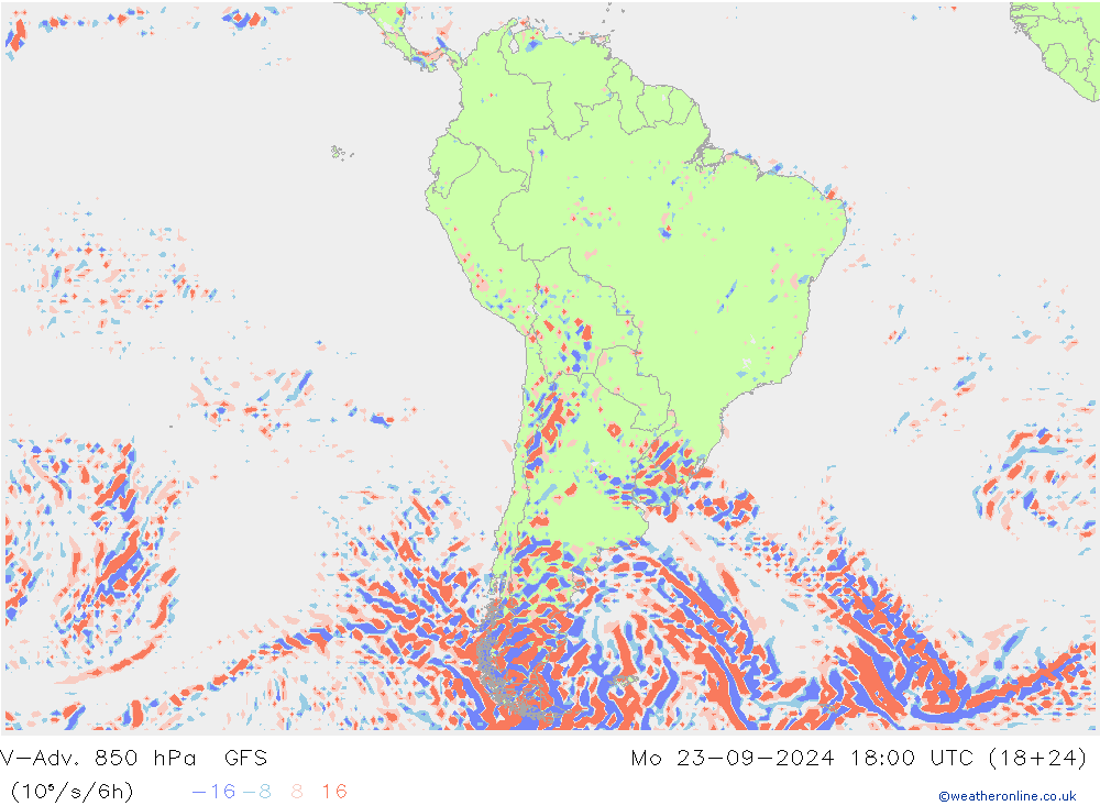 V-Adv. 850 hPa GFS ma 23.09.2024 18 UTC