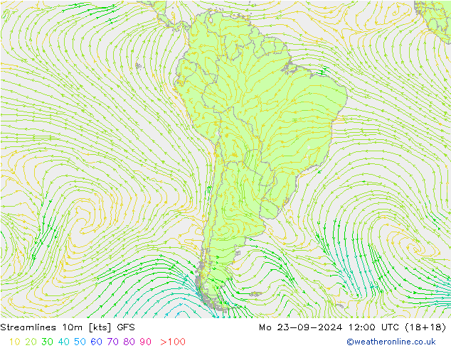 Streamlines 10m GFS Mo 23.09.2024 12 UTC