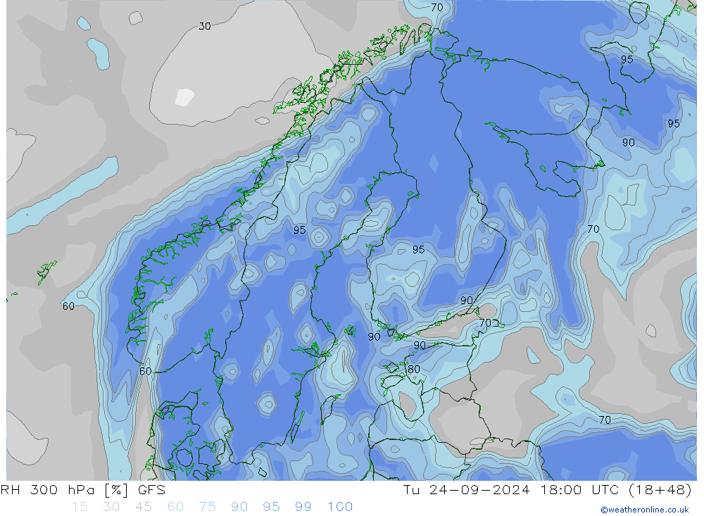 RH 300 hPa GFS Ter 24.09.2024 18 UTC