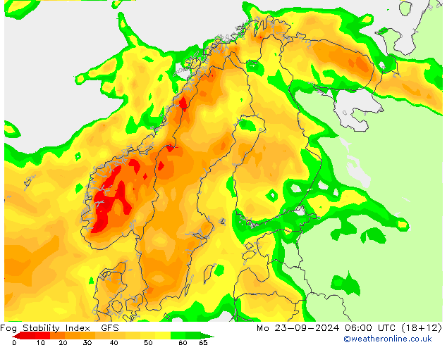 Fog Stability Index GFS lun 23.09.2024 06 UTC