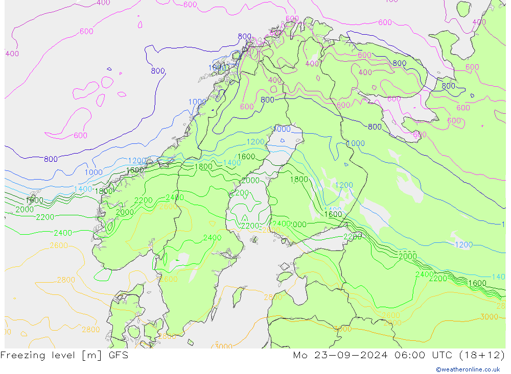 Freezing level GFS  23.09.2024 06 UTC