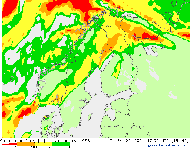 Cloud base (low) GFS  24.09.2024 12 UTC