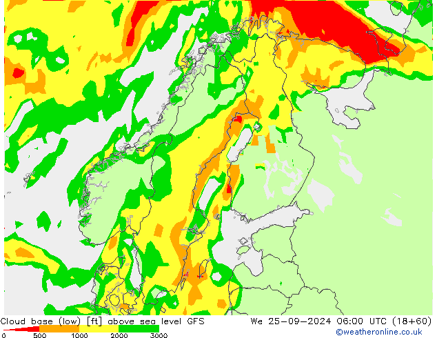 Cloud base (low) GFS We 25.09.2024 06 UTC