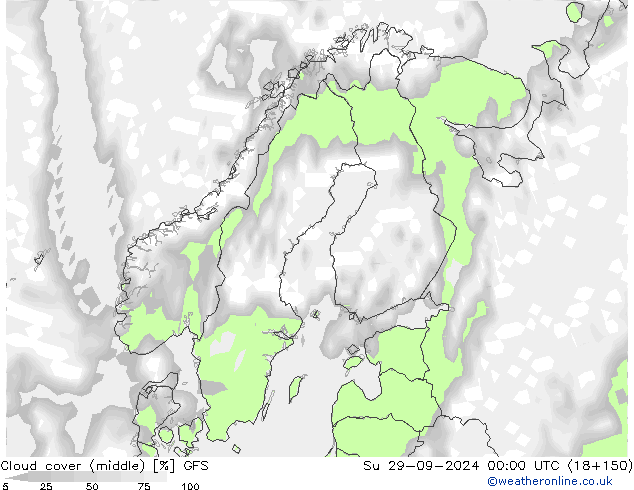 zachmurzenie (środk.) GFS nie. 29.09.2024 00 UTC