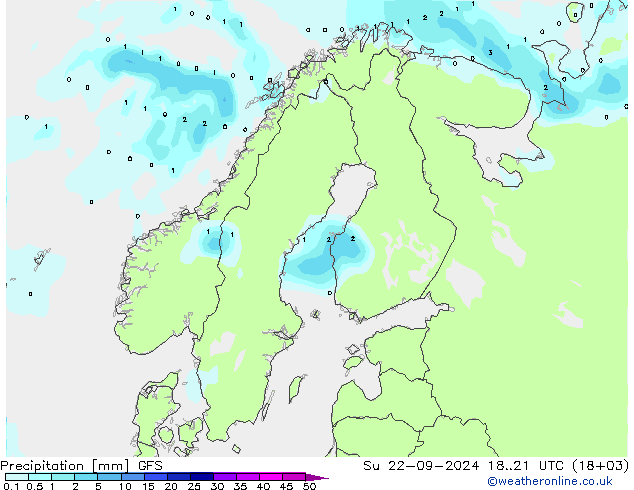 Srážky GFS Ne 22.09.2024 21 UTC