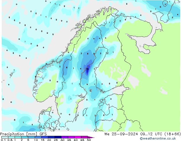 Niederschlag GFS Mi 25.09.2024 12 UTC