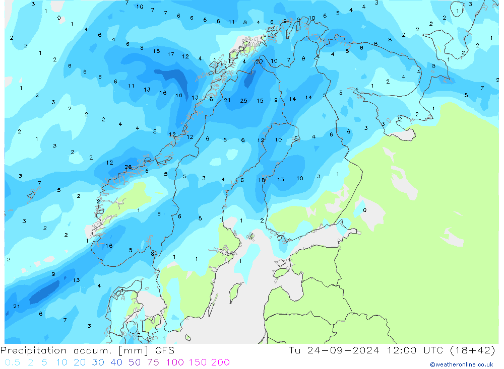 Precipitation accum. GFS Tu 24.09.2024 12 UTC