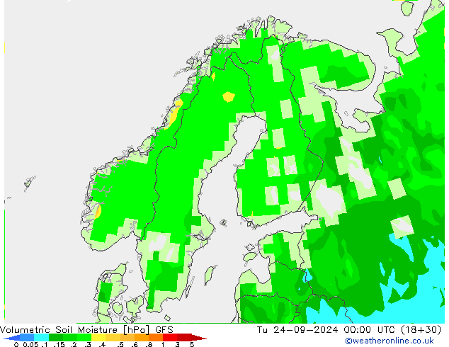 Volumetric Soil Moisture GFS Tu 24.09.2024 00 UTC