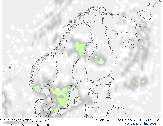 Nuages (total) GFS sam 28.09.2024 06 UTC