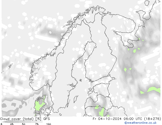 zachmurzenie (suma) GFS pt. 04.10.2024 06 UTC