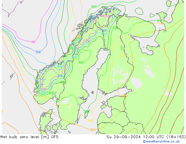 Theta-W Zero termico GFS dom 29.09.2024 12 UTC