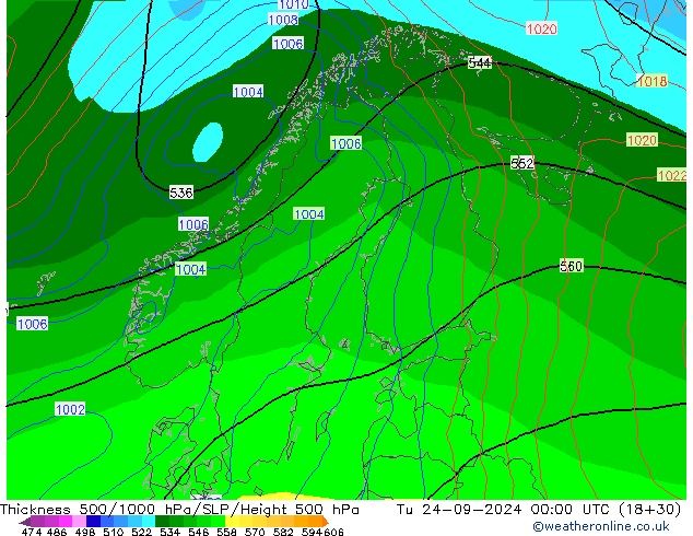 Thck 500-1000hPa GFS Tu 24.09.2024 00 UTC