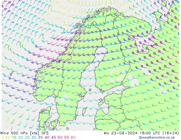 Wind 500 hPa GFS Po 23.09.2024 18 UTC