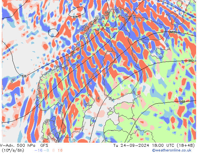 V-Adv. 500 hPa GFS mar 24.09.2024 18 UTC