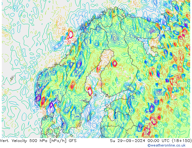 Vert. Velocity 500 гПа GFS Вс 29.09.2024 00 UTC