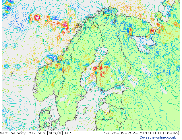 700 hPa Dikey Hız GFS Paz 22.09.2024 21 UTC