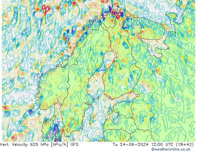 Vert. Velocity 925 hPa GFS  24.09.2024 12 UTC