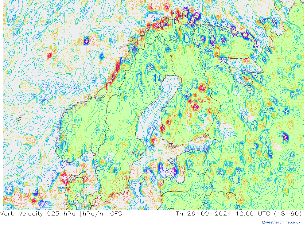 Vert. Velocity 925 hPa GFS Th 26.09.2024 12 UTC