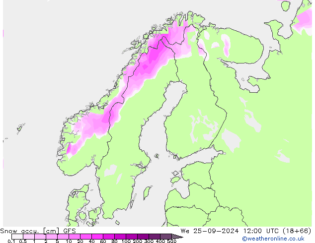 Snow accu. GFS We 25.09.2024 12 UTC