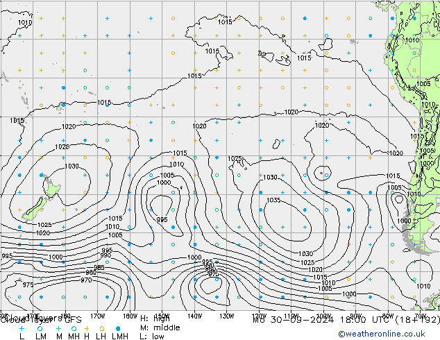 Cloud layer GFS Mo 30.09.2024 18 UTC